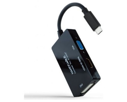 CONVERSOR USB-C A HDMI/DVI/VGA 20CM NEGRO NANOCABLE