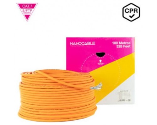 BOBINA CABLE DE RED CAT7 SFTP PIMF AWG23 LSZH 100 M NARANJA NANOCABLE