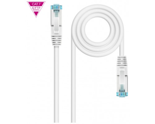 CABLE DE RED LATIGUILLO 600MHZ LSZH SFTP PIMF CAT7 AWG26 0.30 M BLANCO NANOCABLE