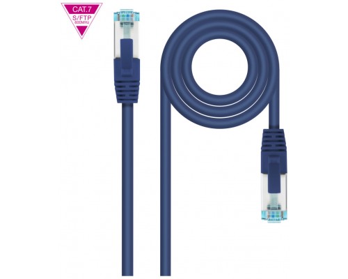 CABLE DE RED LATIGUILLO 600MHZ LSZH SFTP PIMF CAT7 AWG26 2 M AZUL NANOCABLE