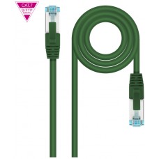 CABLE DE RED LATIGUILLO 600MHZ LSZH SFTP PIMF CAT7 AWG26 2 M VERDE NANOCABLE