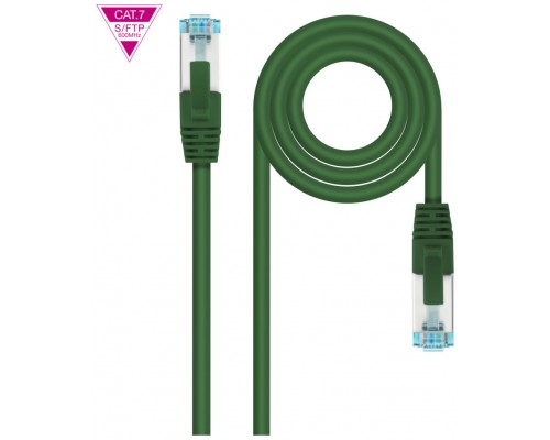 CABLE DE RED LATIGUILLO 600MHZ LSZH SFTP PIMF CAT7 AWG26 2 M VERDE NANOCABLE