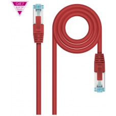 CABLE DE RED LATIGUILLO 600MHZ LSZH SFTP PIMF CAT7 AWG26 2 M ROJO NANOCABLE