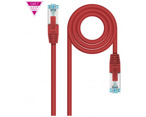 CABLE DE RED LATIGUILLO 600MHZ LSZH SFTP PIMF CAT7 AWG26 2 M ROJO NANOCABLE