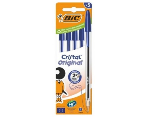 BOLIGRAFO TINTA BIC AZUL CAJA 5U