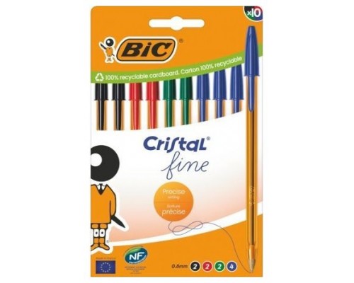 BOLIGRAFO TINTA BIC FINE SURTIDO 10U