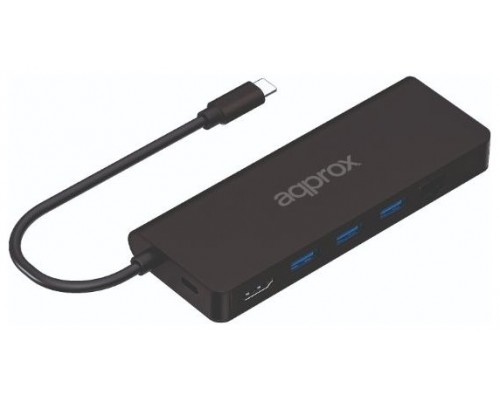 HUB 8 PUERTOS USB TYPE-C NEGRO APPROX