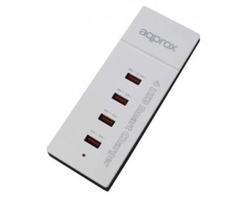 CARGADOR VIAJE/PARED 4 PUERTOS USB 1x2A + 3x1A BLANCO APPROX