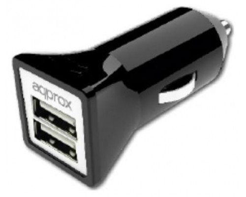 CARGADOR USB DUAL PARA COCHE 3.1A NEGRO APPROX