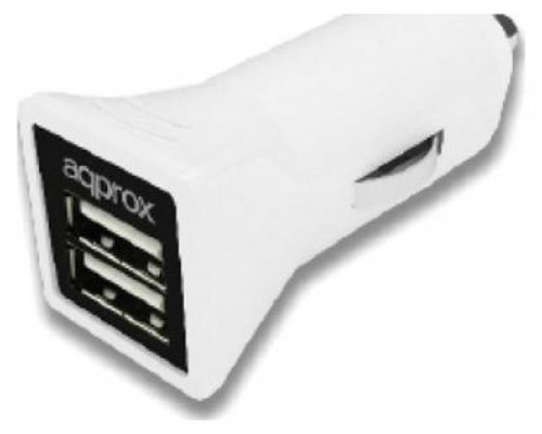 CARGADOR USB DUAL PARA COCHE 3.1A BLANCO APPROX