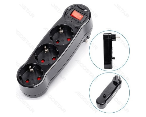 ENCHUFE DE CONVERSION ALEMAN 1 A 3 16A CON INTERRUPTOR NEGRO AIGOSTAR-AA1 ENCHUFE DE CONVERSION ALEMAN 1 A 3 16A CON INTERRUPTOR NEGRO AIGOSTAR