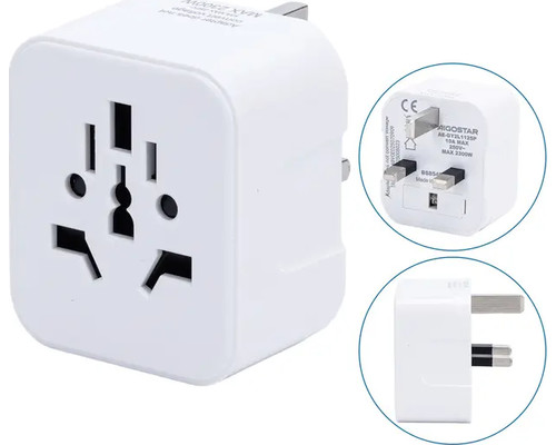 ADAPTADOR DE VIAJE UNIVERSAL A TIPO BRITANICO BLANCO AIGOSTAR-AA1 ADAPTADOR DE VIAJE UNIVERSAL A TIPO BRITANICO BLANCO AIGOSTAR