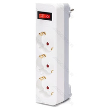 ENCHUFE DE CONVERSION ALEMAN 1 A 3 16A CON INTERRUPTOR BLANCO/GRIS AIGOSTAR