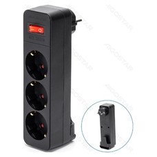 ENCHUFE DE CONVERSION ALEMAN 1 A 3 16A CON INTERRUPTOR NEGRO AIGOSTAR