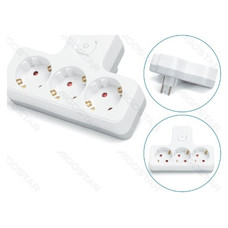 ENCHUFE DE CONVERSION ALEMAN 1 A 3 16A CON INTERRUPTOR BLANCO/GRIS AIGOSTAR