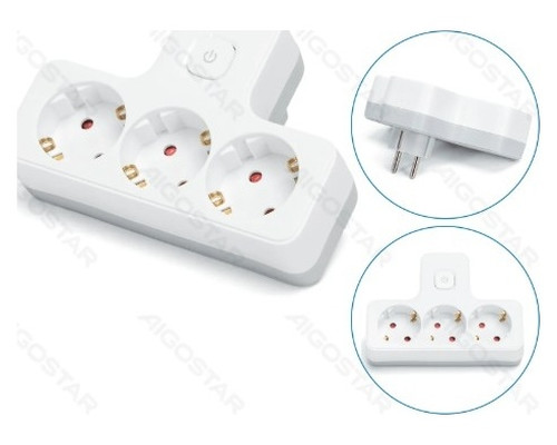 ENCHUFE DE CONVERSION ALEMAN 1 A 3 16A CON INTERRUPTOR BLANCO/GRIS AIGOSTAR-AA1 ENCHUFE DE CONVERSION ALEMAN 1 A 3 16A CON INTERRUPTOR BLANCO/GRIS AIGOSTAR