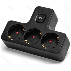 ENCHUFE DE CONVERSION ALEMAN 1 A 3 16A CON INTERRUPTOR NEGRO AIGOSTAR