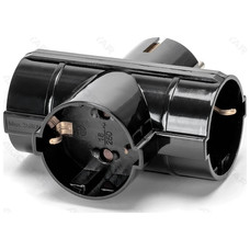 ENCHUFE DE CONVERSION ALEMAN 1 A 3 16A VERTICAL NEGRO AIGOSTAR