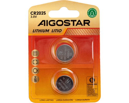 PILA DE BOTON CR2025 3V 2 UDS AIGOSTAR