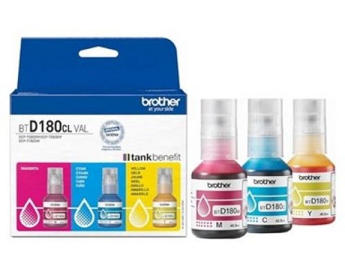 PACK BOTELLAS TINTA MAGENTA/CIAN/AMARILLO BTD180CLVAL BROTHER