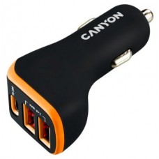 CARGADOR USB COCHE 2xUSB-A + 1xTYP-C (2.4A) NEGRO/NARANJA CANYON