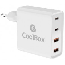 CARGADOR PARED 2xUSB-C + 2xUSB-A PD 100W BLANCO COOLBOX