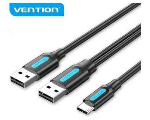 CABLE 2xUSB 2.0/M USB-C/M 1 M NEGRO VENTION