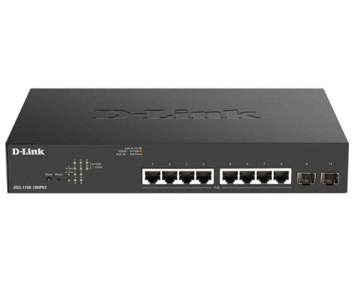 D-LINK SWITCH 8 PUERTOS 10/100/1Gbit PoE+ MAx w/2 SFP EASYSMART