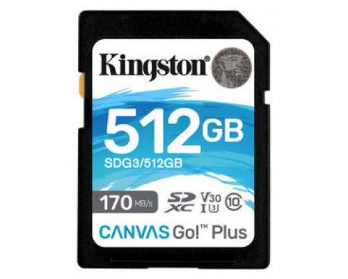 SECURE DIGITAL HC 512 GB CANVAS GO PLUS CLASE10 KINGSTON