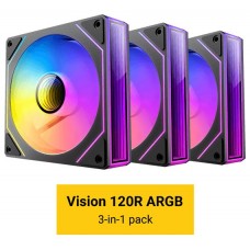 KIT 3 VENTILADORES AUXILIAR VISION 120R A-RGB NEGRO ANTEC