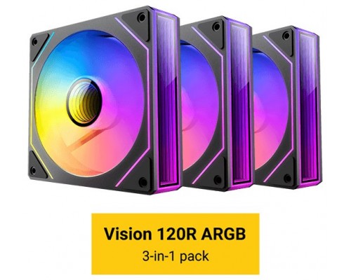 KIT 3 VENTILADORES AUXILIAR VISION 120R A-RGB NEGRO ANTEC